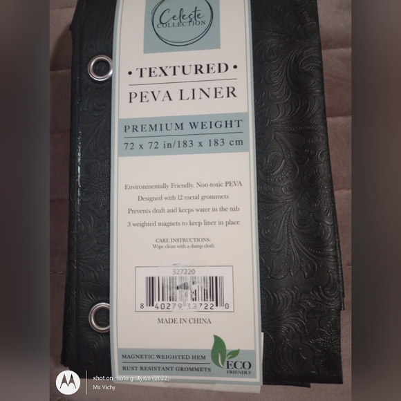 Shower Liner. Celeste Collection. 72x72 in. Black. Textured PEVA Liner. NWT. - Picture 2 of 6